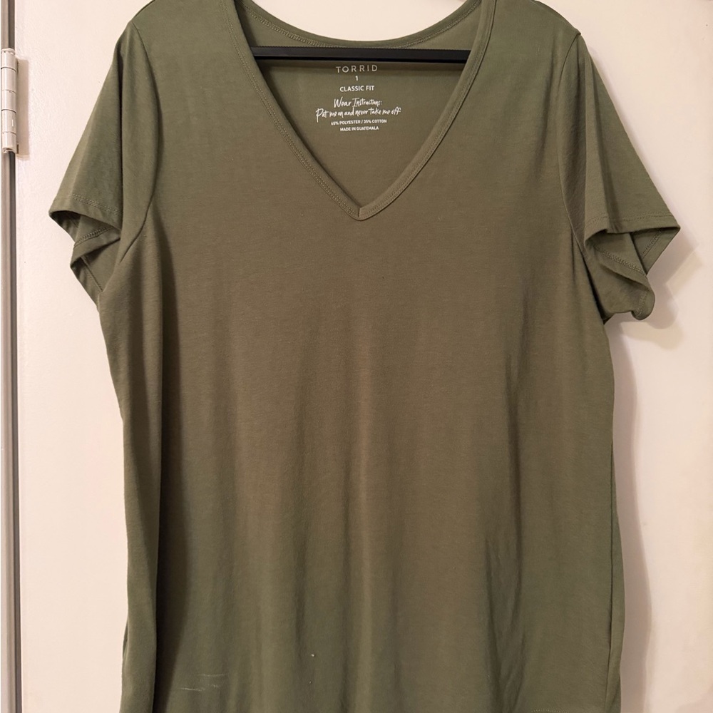 Torrid Olive Short Sleeve V-Neck Tee